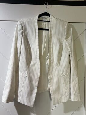 White House Black Market White Pinstripe Open-Front Blazer